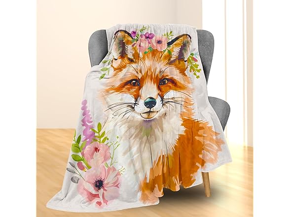 Ti Caldi Fox and Flowers Blanket