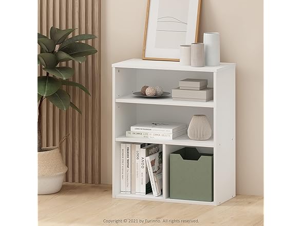 Furinno Pasir 3 Tier Display Bookcase, White