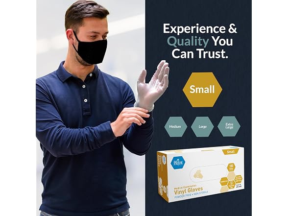 MED PRIDE Vinyl Exam Gloves Small 100ct