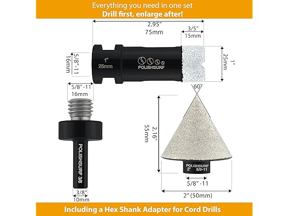 POLISHSURF Diamond Core Drill Bits 1 In