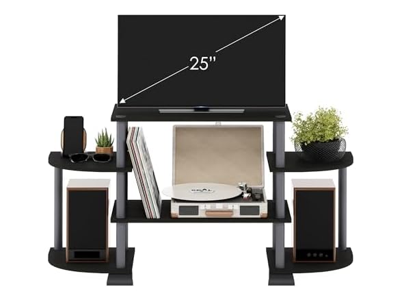 Furinno Turn-N-Tube Rounded Corner TV Stand Black/Grey