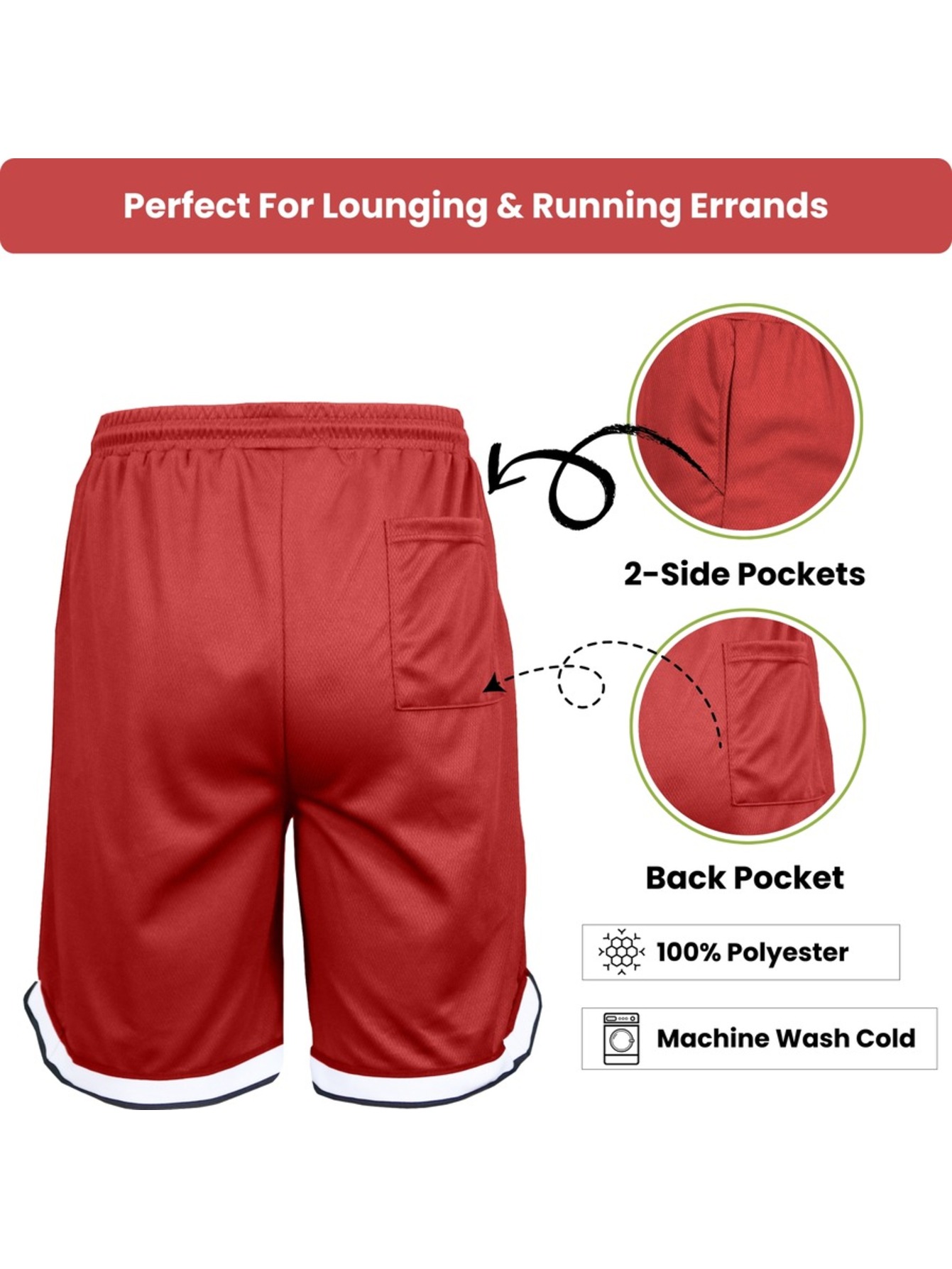 5Pk Womens Loose Fit Active Mesh Shorts - Gallery 10