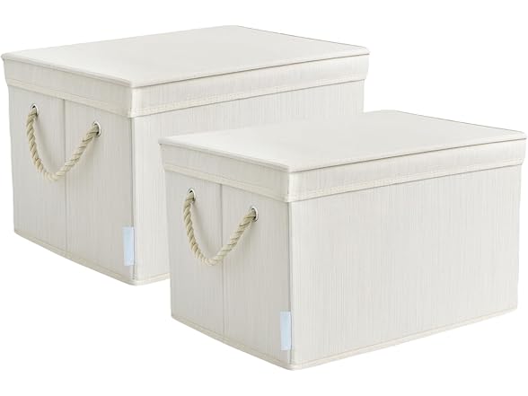 Sukkiri Homu 2-Pack Fabric Storage Baskets Ivory White