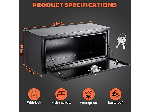MOVECOM Steel Heavy Duty Truck Bed Tool Box Black