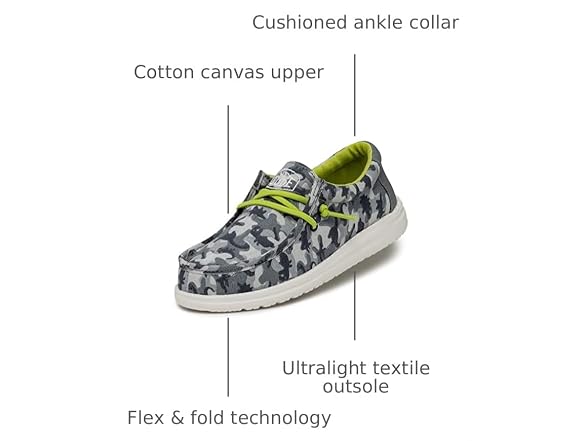 Hey Dude Wally Youth Camodino Kids Shoes
