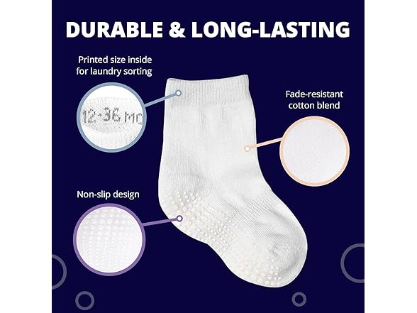 6 Pairs Non Slip Grip Ankle Crew Socks