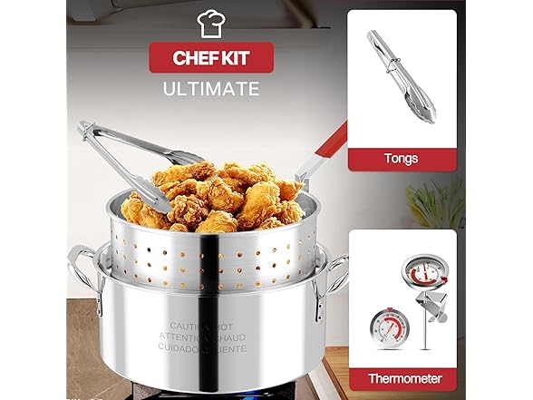 10QT Stainless Steel Deep Fryer with Basket | Fish Fryer