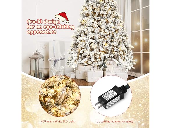 Goplus 7.5ft Pre-Lit Artificial Christmas Tree