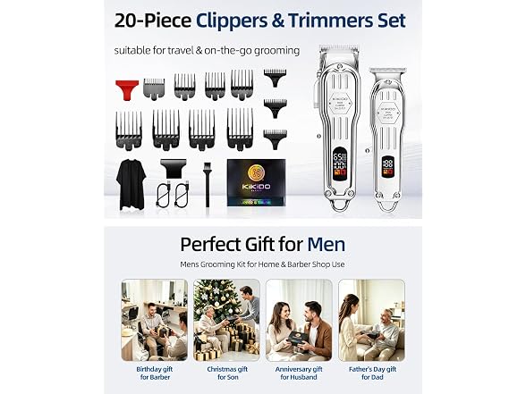 KIKIDO Cordless Hair Clipper Kit, 20pc