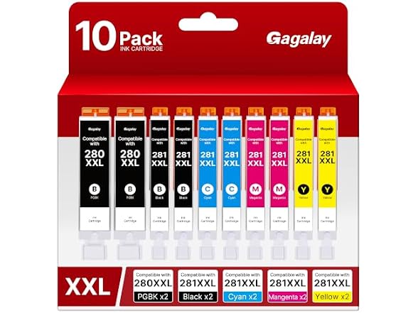 Gagalay 10 Pack 280XXL 281 XXL Compatible