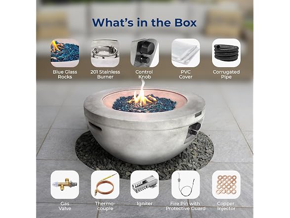 SereneLife SLNFBAL7 Propane Fire Pit Table