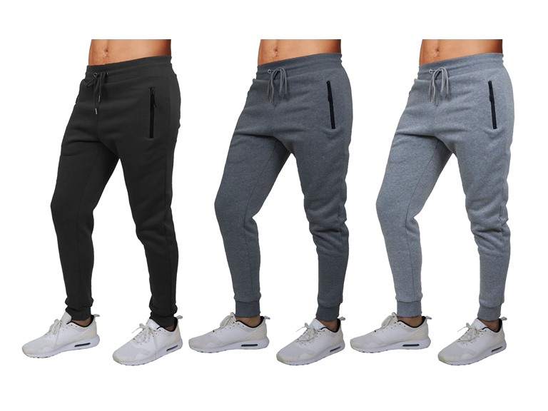 PC WC-----(Men's 3Pack) / MFJ-100 / BCH / S Small 3Pk Mens Fleece Jogger Sweatpants Black - Charcoal - Heather Grey