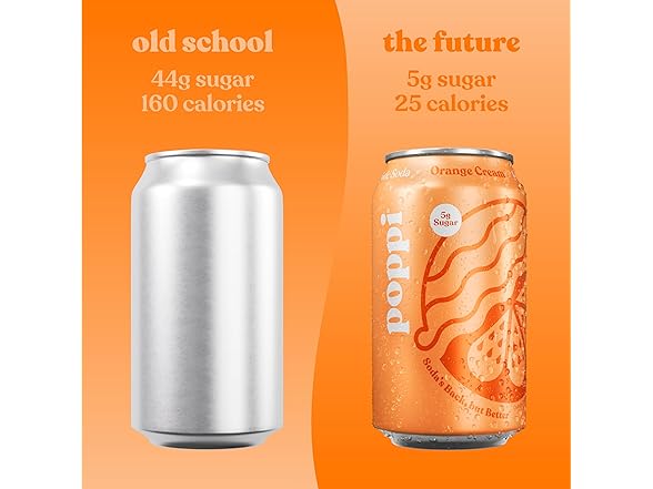 12PK Poppi Sparkling Prebiotic Soda Beverage, Orange Cream