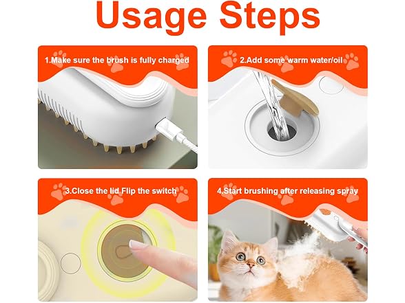 Farocup 4-in-1 Steam Brush for Pets