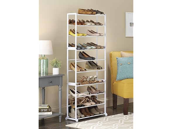 Whitmor 10 Tier Shoe Tower - 30 Pair White