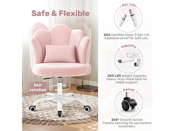 BestGlory W0893 Petal Vanity Chair with Wheels 1