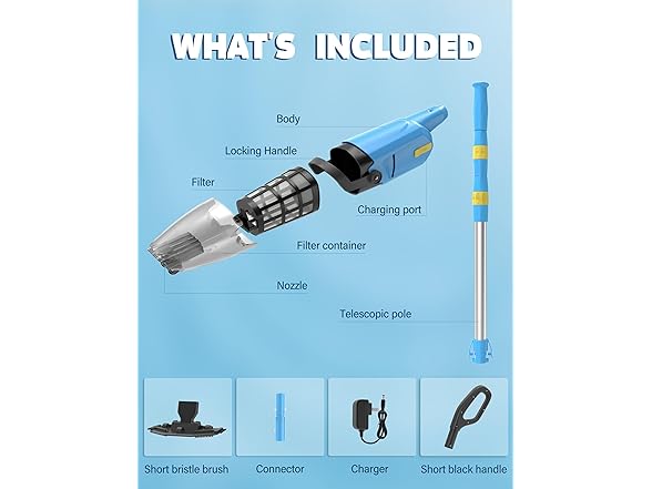 Pool Vacuum Cleaner for Above Ground Pool, Cordless Handheld (Open Box)