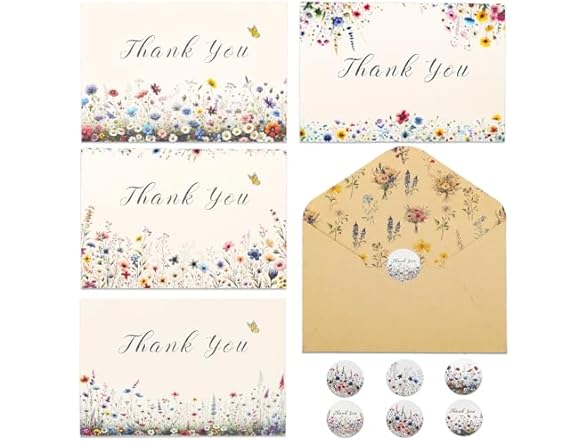 Vnaaem 24 Pack Wildflower Greeting Card