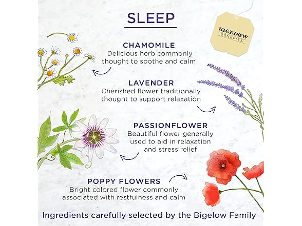 18CT Bigelow Tea Benefits Sleep Chamomile & Lavender
