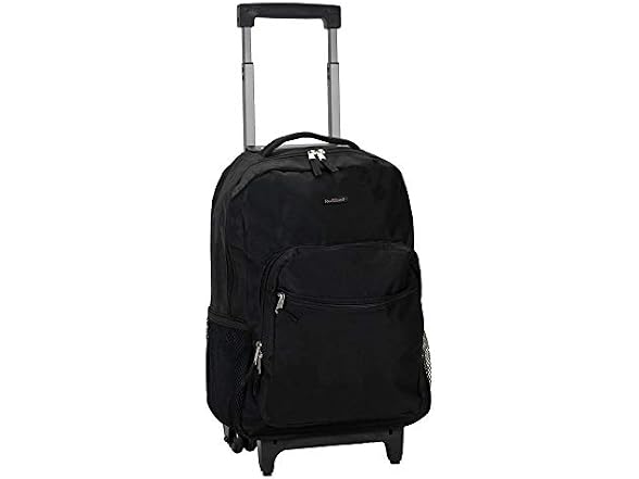 Rockland Double Handle 17" Rolling Backpack, Black