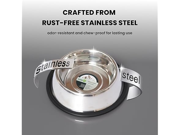 ICONIC PET 8 oz, 1 Cup SS Non Skid Pet Bowl