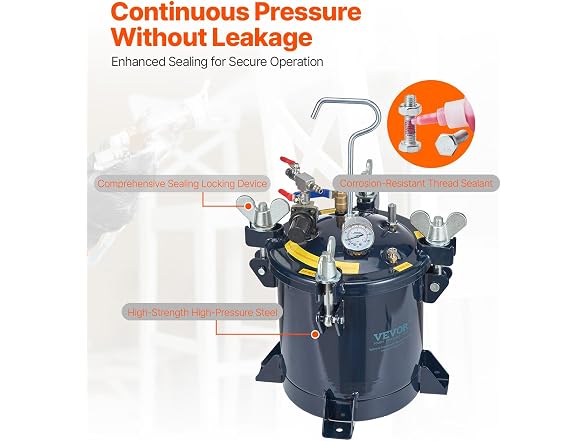 10L/2.5gal Spray Paint Pressure Pot Tank, 70PSI