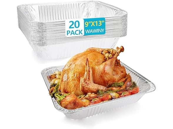 WAWINY 9x13 Thickened Aluminum Foil Pans(20Pack)