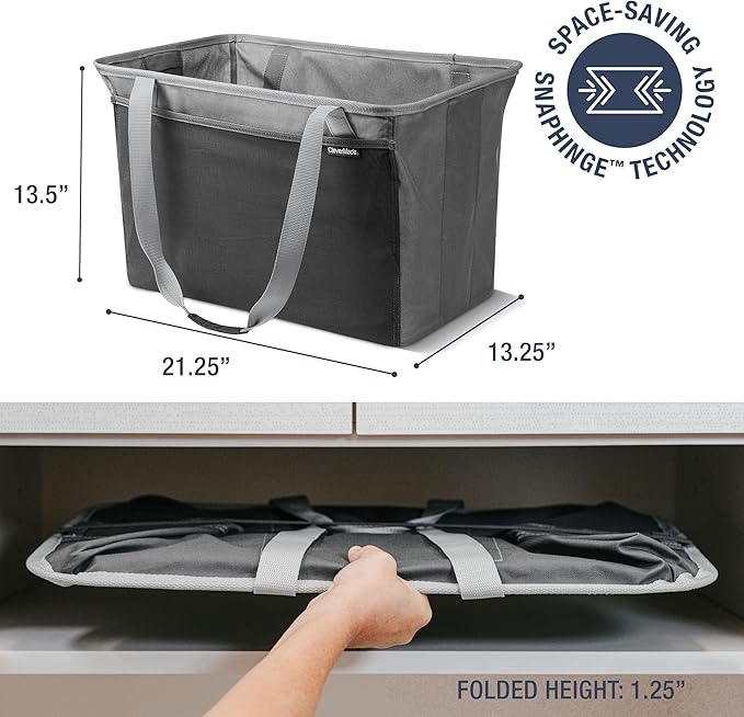 CleverMade Collapsible Tote MAX- Charcoal Gray 2Pk - Gallery 12