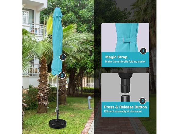 Simple Deluxe Patio Umbrella 9 FT, Turquoise