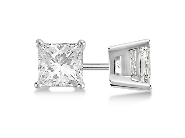 Silver 3.00 CTTW Square Stud Earring