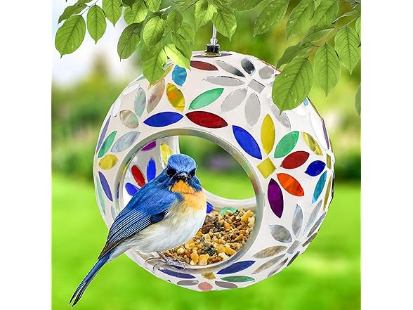 Sunnydaze 6" Glass Mosaic Bird Feeder