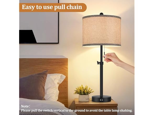 Kondras Table Lamps for Bedroom Set of 2, Grey Shade