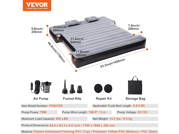 Truck Bed Air Mattress, for 5.5-5.8 ft Full Size