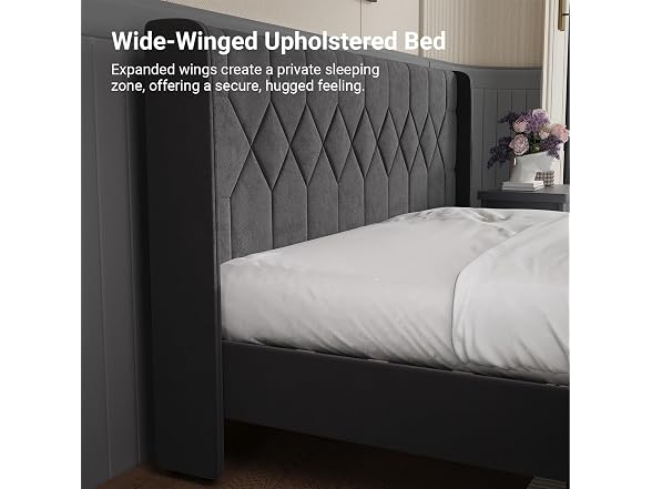 Avenco King Size Bed Frame with Winged Headboard