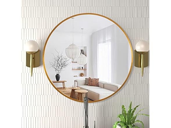 Trvone Gold Round Mirror 24inch