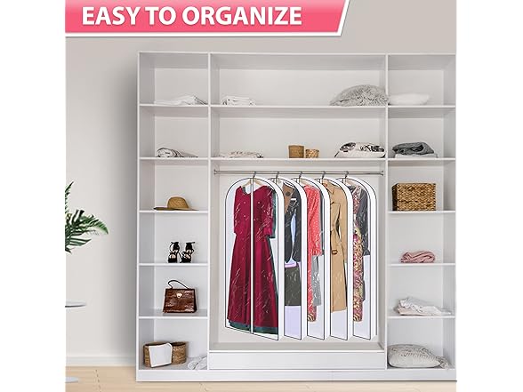 Clear Garment Bags for Hanging Clothes 5pk