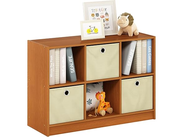 Furinno Basic 3x2 Bookcase Storage w/Bins