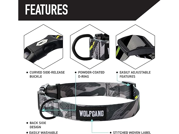 Wolfgang Heavy Duty, Adjustable Wide Venture Dog Collar
