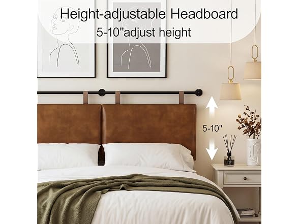 HouseMila Brown Leather King Headboard