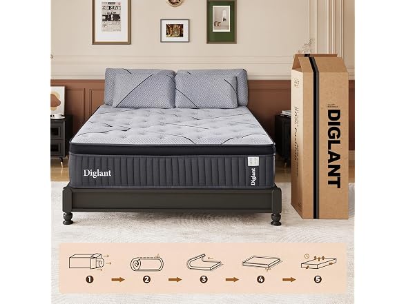 DIGLANT 14" Gel Hybrid Queen Mattress