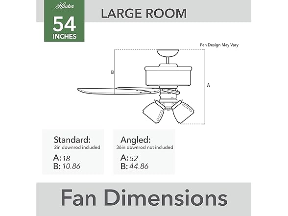 Hunter Fan 54-inch w/ Light and Pull Chain, Refurbished