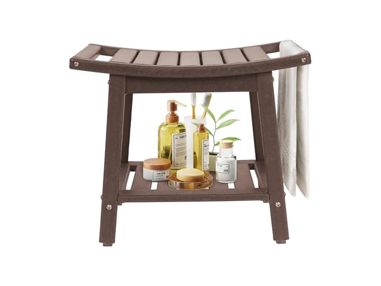 BRIOPAWS GV-10 HDPE Dark Brown Shower Bench Dark Brown