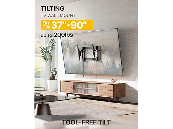 monTEK Heavy Duty Tilting TV Wall Mount | 37-90"