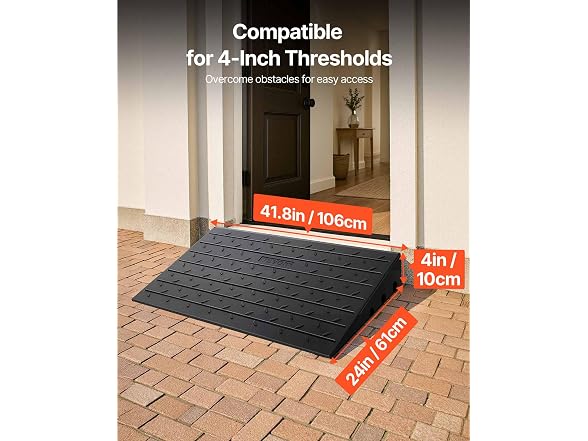 Rubber Threshold Ramp, 4\" Rise Threshold Ramp