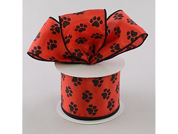 Craig Bachman Red Paw Print Ribbon 2.5"