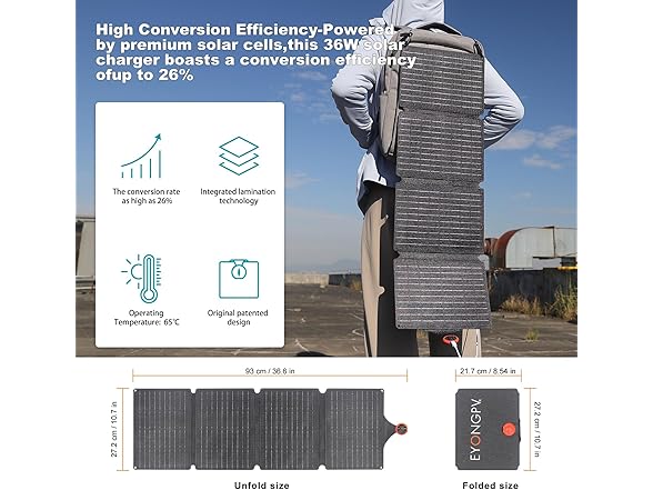 36W Portable Solar Panel USB-C Output - Gallery 2