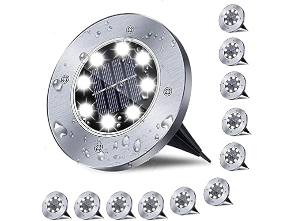 (12 Pack) Rayolon Solar Ground Lights | White