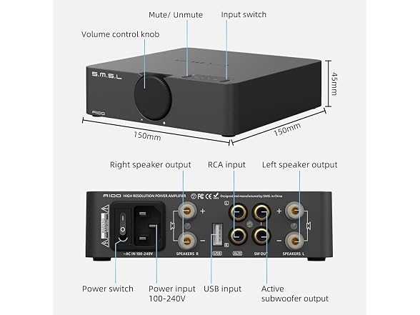 S.M.S.L A100 Bluetooth 5.0 Stereo Audio