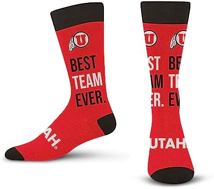 For Bare Feet NCAA UTAH UTES Best Team Ever Crew Sock Team Color OSFM