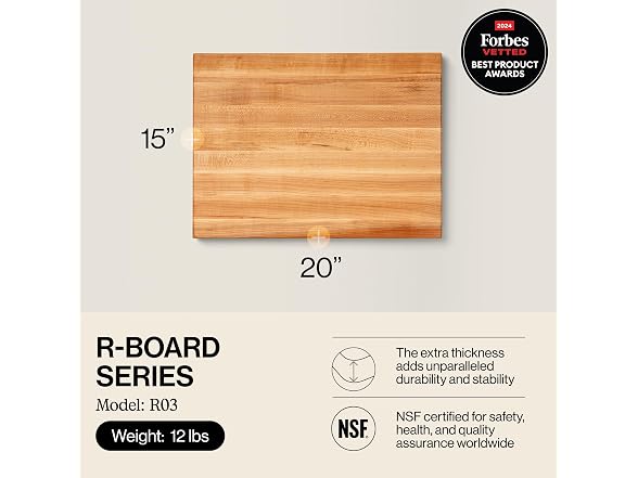 John Boos R03 20" x 15" x 1.5" Wooden Cutting Board